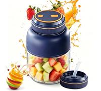 Portable Wireless Juicer Cup - 28/45Oz USB Rechargeable Juicer Bottle with Dual Lids, Personal Blender Bottle for Fruits, Vegetables, Smoothies & Travel (Blue, 1300, Millilitres)