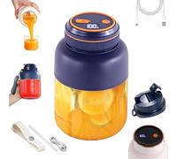 Portable Wireless Juicer Cup, 44 FL.OZ. Wireless 18000RPM High Speed Juicer Cup with Dual Lid & Leakproof Handle, Rechargeable USB Personal Blender for Fruits & Vegetables (Dark Blue(44oz),Upgraded)