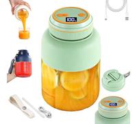 Portable Wireless Juicer Cup, 44 FL.OZ. Wireless 18000RPM High Speed Juicer Cup with Dual Lid & Leakproof Handle, Rechargeable USB Personal Blender for Fruits & Vegetables (Green(44oz),Upgraded)