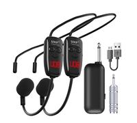 Portable Wireless Microphone - Rechargeable Headset 2 in 1 | Portable Microphone for Fitness Instructors, Conferences, Lectures, Presentations, Speaking in