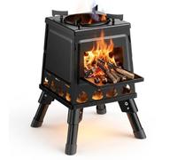 Portable Wood Burning Rocket Stove, Compact Stainless Steel Camping Stove