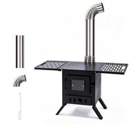 Portable Wood Burning Stove, Foldable Camp Cooking Stove | Portable Wood Burning Stove with Viewing Window and Ash Tray for Outdoor Cooking and Heating