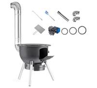Portable Wood Burning Stove with Chimney for Outdoor Cooking, BBQ, and Camping - Efficient Heat and Detachable Design