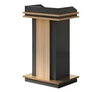 Portable Wood Lectern Podium Stand with Storage Cabinet, Pulpit with Baffle Plate for Church Events, Teacher Desk, Presentations & Public Speaking