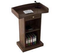 Portable Wood Lectern Stand - Podium with Reading Platform & Double-Layer Storage for Office, Conference Room, Church Meetings - Adjustable Height, Sturdy Design