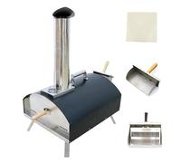 Portable Wood Pellet Pizza Oven Outdoor, 12 Inch Stainless Steel Wood Fired Pizza Oven, with Thermometer and Pizza Stone for Outdoor Kitchen Backyard Garden