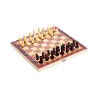Portable Wooden Chessboard 3in1 Folding Board Game for Travel (34 * 34cm) | Compact folding wooden chess set with latch for easy storage perfect for playing on planes trains or buses