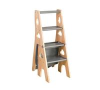 Portable Wooden Folding Ladder Stool 4 Tier Storage Rack with Handles for Home & Office Multi Functional Step Stool Space Saving Stylish & Durable Design
