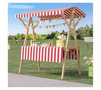 Portable Wooden Food Cart Vendor Stall - Folding Market Stand for Outdoor Vendors Street Pushcart Display (Style 7 120x60x200cm) - Ideal for Events & Farmers Markets