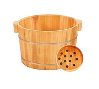 Portable Wooden Foot Bath Bucket with Lid - Natural Thick Foot Spa Bowl & r for Relaxation Home Use and Self-Care - Ideal for Soothing Foot Soaks
