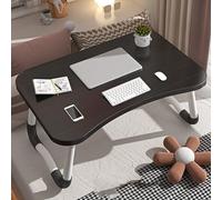 Portable Wooden Laptop Bed Table,Foldable Lap Desk, Ideal For Working, Reading, Writing, Dining, And Watching Movies On Beds,Sofa Beds, Sofas, Or Floors(Black - Curved)