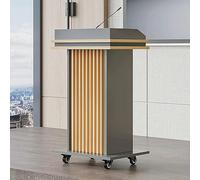 Portable Wooden Lectern Podium Stand - Professional Presentation Pulpit for Churches & Offices Floor-Standing Reception Desk with Locking Wheels & Drawer for Easy Storage