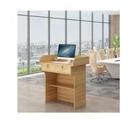 Portable Wooden Lectern Podium Stand with Storage Shelf, Available in 80cm/120cm, Ideal for Teachers, Presentations, and Reception Desks - Versatile and Functional
