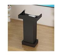 Portable Wooden Lectern Stand with Drawer, Modern Conference Podium, Adjustable Height Floor Standing Podium for Events, Black 60cm x 42cm, Ideal for Presentations & Speeches