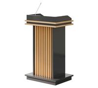 Portable Wooden Lectern with Storage Cabinet and Sound Barrier - Adjustable Height Teacher's Podium Ideal for Church Classroom and Events (Color: B2)