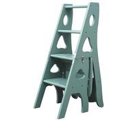 Portable Wooden Library Ladder Chair 4-Tier Multifunctional Step Stool Indoor/Outdoor Display Stand Flower Rack Folding Design for Home & Garden Use