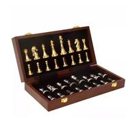 Portable Wooden Magnetic Chess Set with Metal Pieces, Travel-Friendly Board Game for Beginners & Professional Players(39 * 39 * 3.5cm)