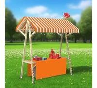Portable Wooden Market Stall Display Stand for Outdoor Vendor, Foldable Kiosk Booth with Awning for Hot Dog/Ice Cream/Food, Commercial Use, 120cm 150cm(Orange,120x60cm/47.2x23.6in)