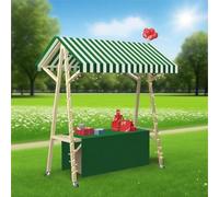 Portable Wooden Market Stall Display Stand for Outdoor Vendor, Foldable Kiosk Booth with Awning for Hot Dog/Ice Cream/Food, Commercial Use, 120cm 150cm(Green,120x60cm/47.2x23.6in)
