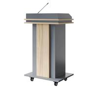 Portable Wooden Podium for Church & Events Speaker Stand with Sto & Sound Shield Ideal for Teachers s Public Speaking & Conferences (A4 Color)