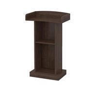 Portable Wooden Podium for Churches - Modern 2-Tier Speaker Stand with Open Storage - Ideal for Events, Lectures, and Presentations