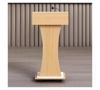 Portable Wooden Podium Stand 45" Tall Lectern for Church/School/Wedding Slim Design with Wheels Adjustable Height Natural Finish Easy to Move