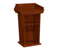 Portable Wooden Podium Stand with Storage Shelves - Floor-Standing Lectern for Church School Office Presentations Conference Public Speaking - Stylish Design