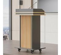 Portable Wooden Podium Stand with Wheels - Ideal for Lectures, Churches, Classrooms, Speeches, Weddings & Events - Adjustable Height Pulpit for Easy Speaking Engagements
