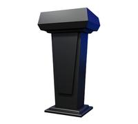 Portable Wooden Podium with Adjustable Height FreeStanding Lectern for Church Classroom Conference Room - Black Finish with Storage Compartment