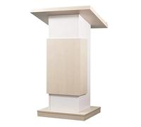 Portable Wooden Podium with Lockable Tilted Tray, Mobile Reception Desk, Open Lectern Stand, Rollable Presentation Furniture for Events and Conferences