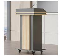 Portable Wooden Podium with Lockable Wheels - Perfect for Churches, Restaurants, Classrooms, & Meeting Rooms - Stylish Lectern for Public Speaking & Presentations