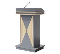 Portable Wooden Podium with Storage Cabinet Adjustable Pulpit for Church and Teachers Ideal for Events Presentations and Public SpeakingEnhance Your Speaking Experience!