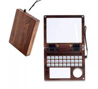 Portable Wooden Watercolor Palette Box, 27-Grids Black Walnut Easel, with Brush Slot, Holders, Cleaning Cup, Phone Clip, for Watercolor, Gouache Acrylic, Plein Air Painting Use