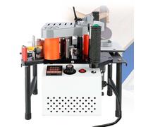 Portable Woodworking Edge Banding Machine, Trimmer with 1200W Double-Sided hot melt Adhesive System, Adjustable Edge Thickness, for Cabinet Curved Straight Furniture Panel Edge Tool(White)