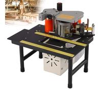 Portable Woodworking Edge Banding Machine, Trimmer with 1200W Double-Sided hot melt Adhesive System, Adjustable Edge Thickness, for Cabinet Curved Straight Furniture Panel Edge Tool(Black)