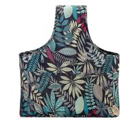 Portable Wool Storage Tote, Leaf Flower Print Crochet Organizer, Yarn Project Bag