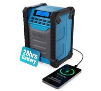 Portable Work Radio DAB | Rechargeable, Internal 10,000mAh USB Power Bank | 5.0 Bluetooth, FM, 30 Presets, Powerful Speaker, Bass Booster | IP54 Dust and Water Proof dab radio | Majority Landbeach