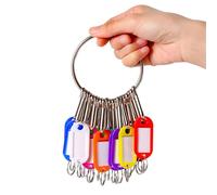 Portable Wrist Key Organizer Set with Tags Split Rings Detachable Spring Hooks Reusable Write-On ID Labels for Property Management Office Hotels and Home