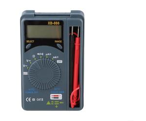 Portable XB866 Auto Ranging Multimeter with LCD Display for Electrical Testing Voltage Amps Ohms Diode Circuit Grey 115x70x20mm