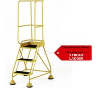 Portable Yellow 5 Tread Mobile Warehouse Steps With Guardrail For Safety