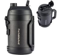 PortableAnd 108 oz High Capacity Sports Water Bottle - Powder Coated, Insulated for 24 Hours Cold, Durable Handle - Ideal for Exercise and Travel (Black Powder)