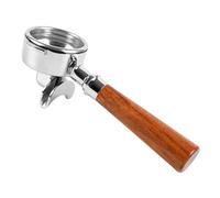 Portafilter, 58mm Double Spout Bottomless Portafilter for E61, Filter Basket with Wooden Handle Durable Ears Nozzle Portafilter for Barista Series and Coffee Espresso Machine (Red Rosewood)