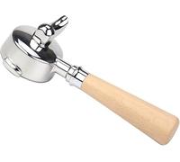 Portafilter, 58mm Double Spout Bottomless Portafilter for E61, Filter Basket with Wooden Handle, Durable Ears, Nozzle, Portafilter for Barista Series (Single Mouth -Beech Wood)