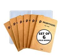 Portage Field Notebook Pocket Notepad with Graph Paper - Side Bound Notebook Lies Flat in Pocket - 3.5 x 5.5 Inches - 64 Pages (6 Pack)