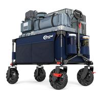 PORTAL Beach Trolley Cart for Sand All Terrain Big Wheels Festival Camping Trolley Folding Beach Wagon Foldable Garden Trolley on Wheels Supports 102kg Heavy Duty Collapsible