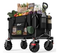 Portal Beach trolley Cart Heavy Duty Festival Camping Trolley on Wheels | 250L Folding Wagon All-Terrain Big Wheels with Brakes Adjustable Handle Pull along Trailer Buggy for Garden Event Shopping