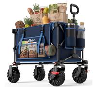 Portal Beach trolley Cart Heavy Duty Festival Camping Trolley on Wheels | 250L Folding Wagon All-Terrain Big Wheels with Brakes Adjustable Handle Pull along Trailer Buggy for Garden Event Shopping