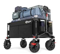 PORTAL Beach Trolley Cart for Sand All Terrain Big Wheels Festival Camping Trolley Folding Beach Wagon Foldable Garden Trolley on Wheels Supports 102kg Heavy Duty Collapsible