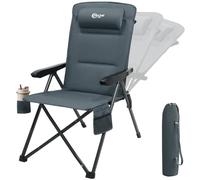 Portal Camping Chair Recliner for Adults Folding Garden Chair Heavy Duty High Back with Adjustable Pillow Oversized Load 160KG Comfy Padded Deluxe Luxury Collapsible Deck Seat for Dining Caravan