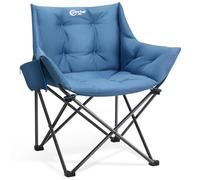 Portal Comfy Camping Chair for Adults Deluxe Padded Tub Folding Chairs Outdoor Lightweight Wide Seat Heavy Duty Load 150KG Luxury Collapsible Moon Festival Chair for Large People Garden Balcony Patio